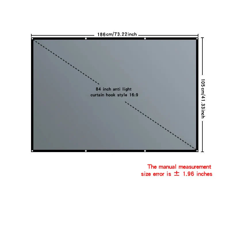 4K high-definition projection screen with 60-133 inch metal anti light screen hook design suitable for low lumen projectors