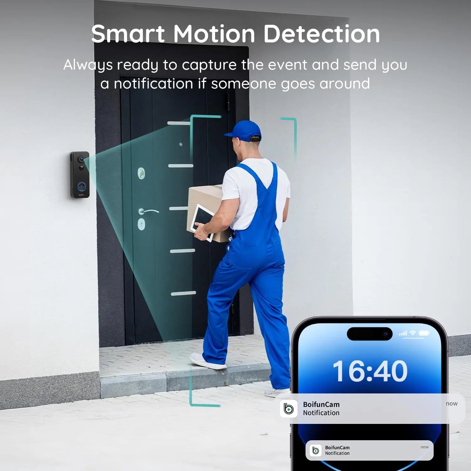 Wireless Video Doorbell Camera, No Subscription, 180° Wide-Angle, 2K Night Vision, AI Detection, Two-Way Audio