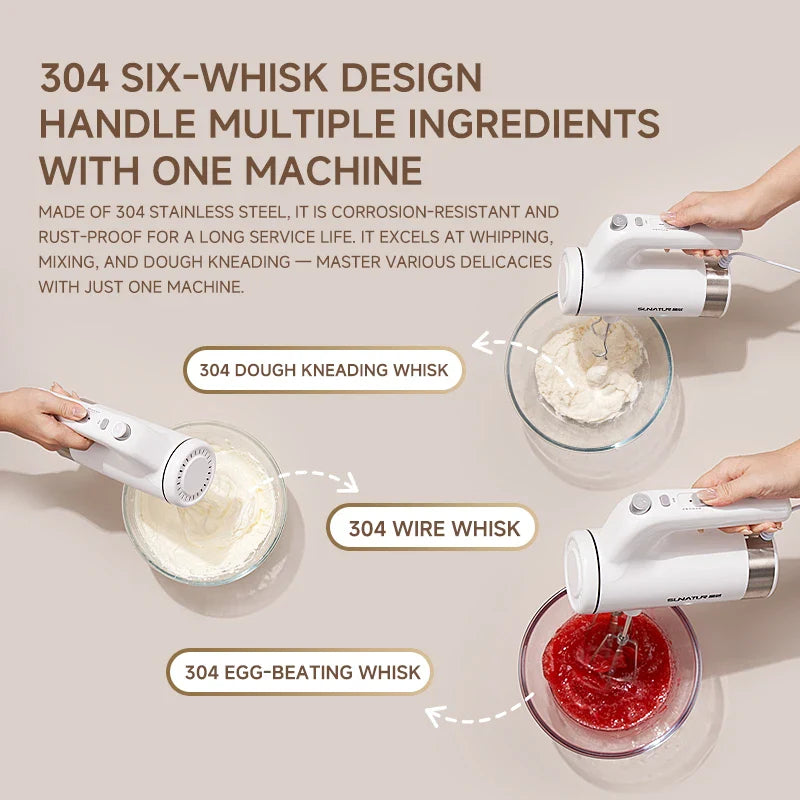 SUNATUR 350W Electric Hand Mixer Handheld Egg Beater Cream Whisk for Home Baking & Commercial Use Ph