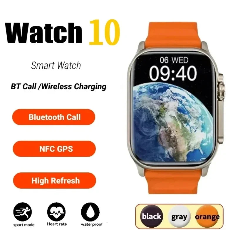 New Watch 10 Smart Watch  IWO Watch Ultra 49mm New NFC Men Women Bluetooth Call BT Music Games Wireless Charging Smartwatch