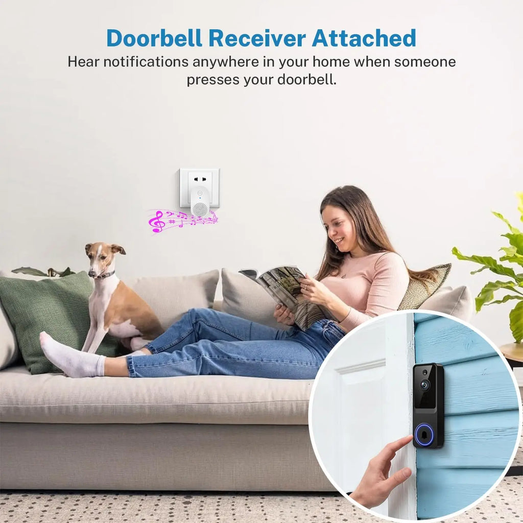 Wireless Doorbell Camera with 1080P HD, Motion Detection, Two-Way Audio, Live View, Night Vision, Cloud Storage
