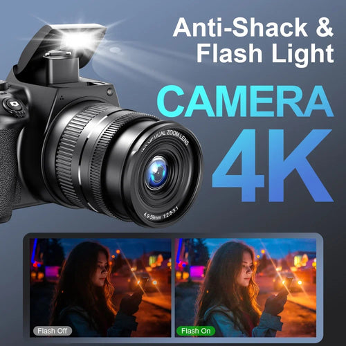 12X Optical Zoom 72MP DSLR Camera 270° Rotative Flip Screen Digital Photographic Camera Xenon Light Macro Lens 4K Wifi Camcorder