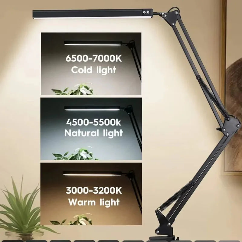 NEW 2026 3 Mode Dimmable LED Desk Lamp with Clamp, 10 Level Brightness Adjustable, Flexible Gooseneck for Study/Office/Bedroom