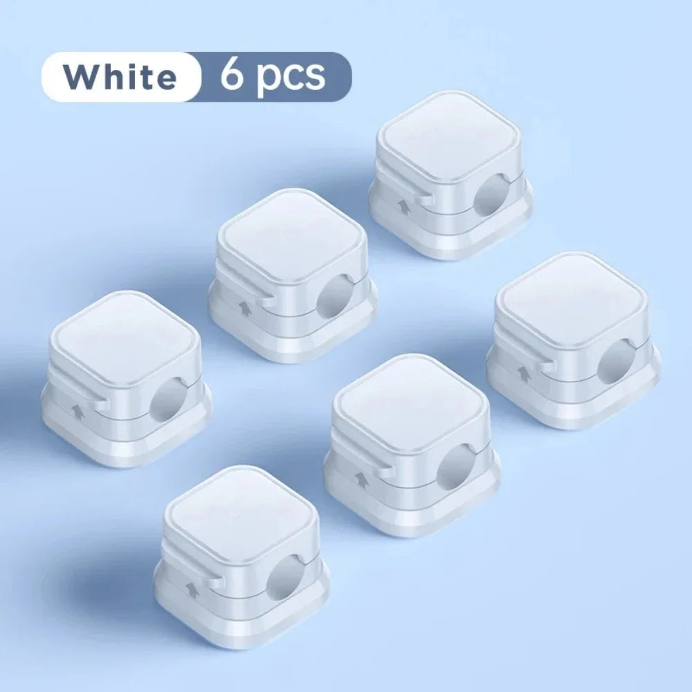 1/3/6 PCS Cable Management Magnetic Cable Organizer Wire Keeper Wall Data Cable Clips Winder Adjustable Cord Holder Under Desk