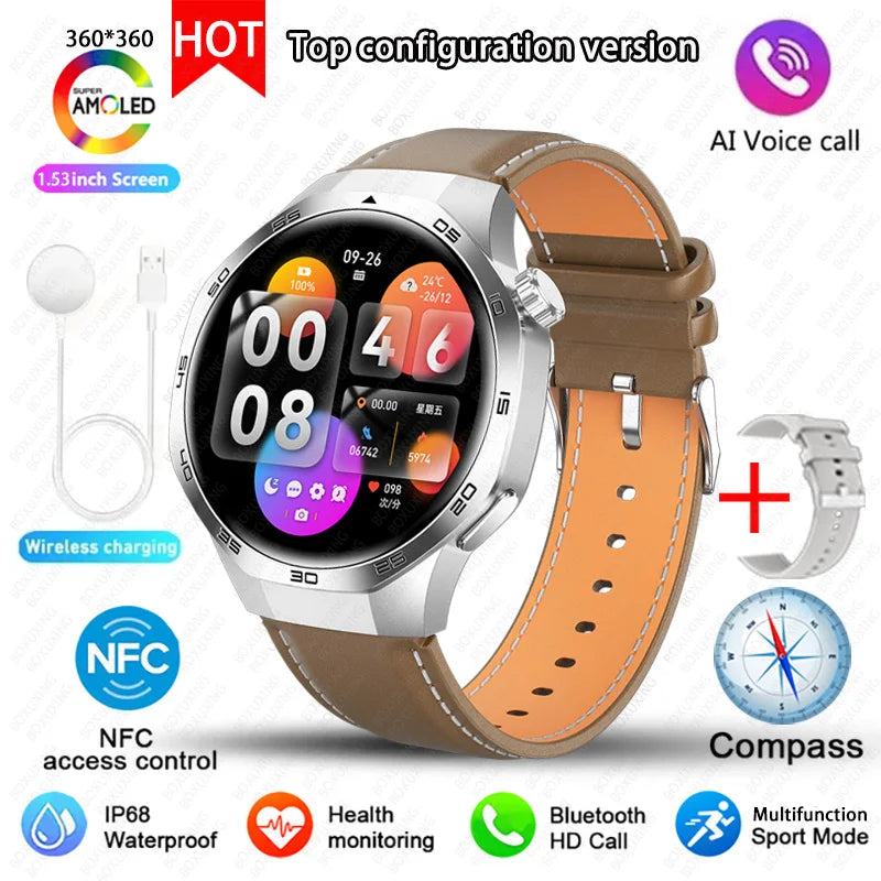 2025 New BOXUXING Watch 5 MAX Smart Watch AMOLED Screen NFC GPS Tracker Bluetooth Call Health Waterproof Smartwatch Men Women