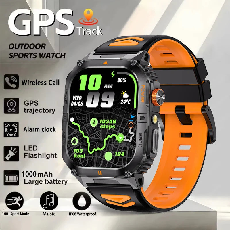 2026 New Smart Watch 2.00inch HD Display Bluetooth Call LED Flashlight Multiple Sports Modes Pedometer Men's Sports Smartwatch