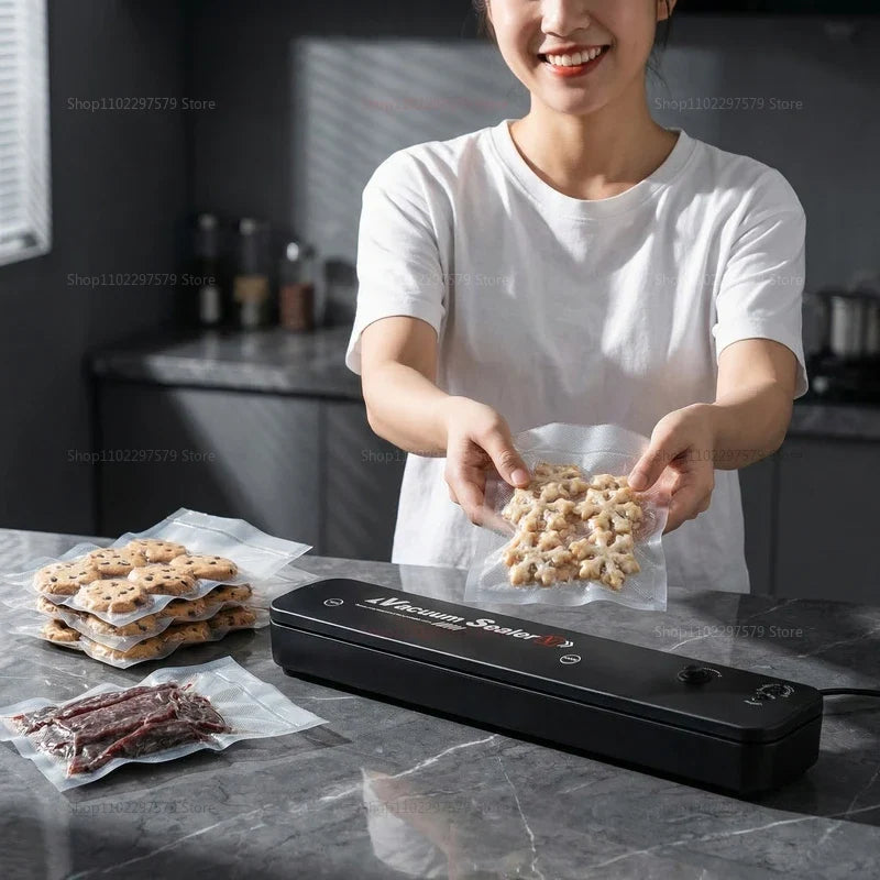 Small Automatic Food Vacuum Sealer Cutlery Bag Sealing Machine for Food Storage Compression Portable Kitchen Plastic Sealer