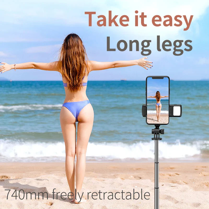 Portable Bluetooth Selfie Tripod Retractable Multifunctional Phone Holde With Selfie light Wireless Remote Bracket Shutter