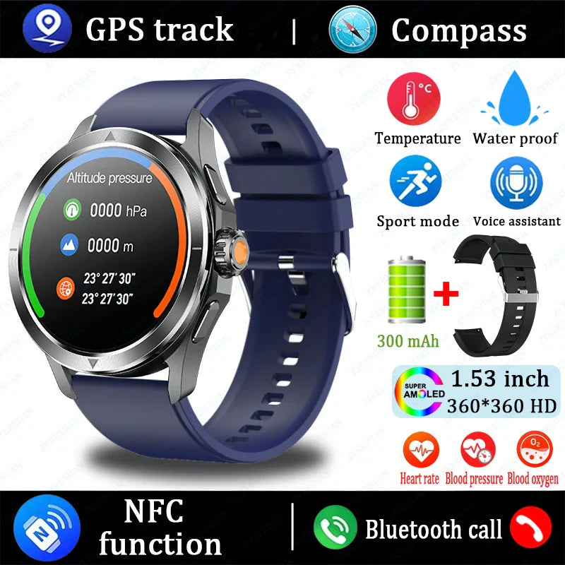 2025 New S4 Ultra Smart Watch Men Blood Oxygen Heart rate Compass Waterproof NFC GPS Tracking Bluetooth Call Sport Smartwatch