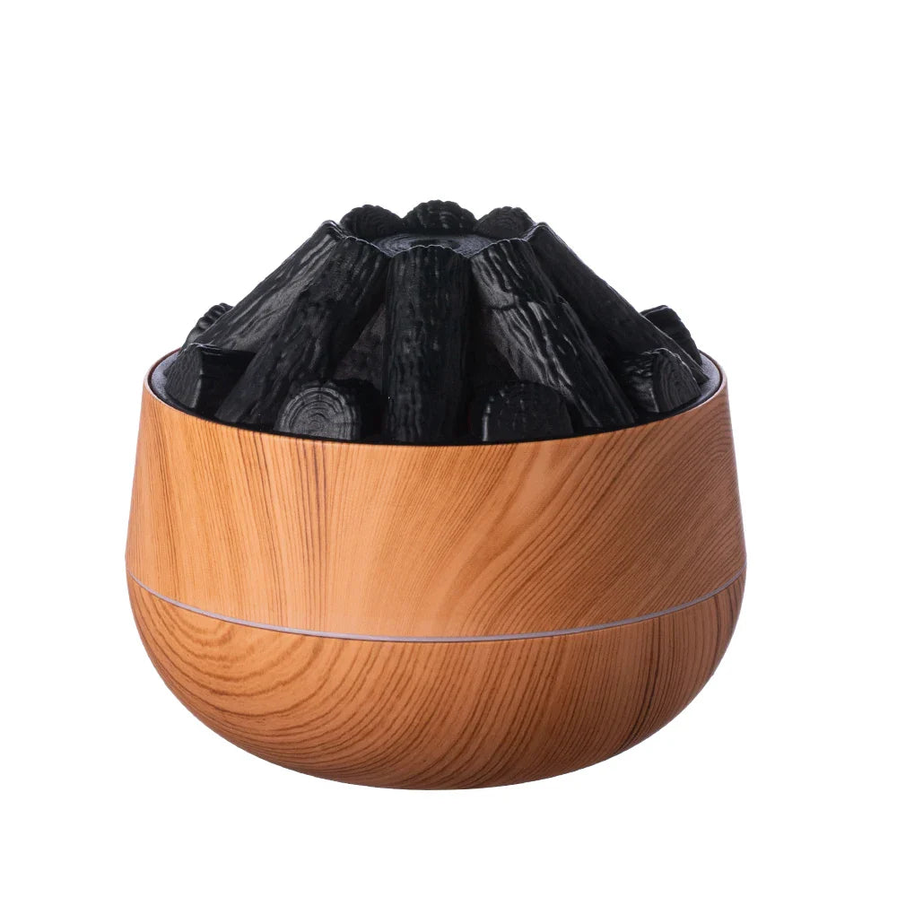 2025 New 300ML Artificial Charcoal Fire Air Humidifier Fine Mist Quiet Operation with Night Light for Home Humidification