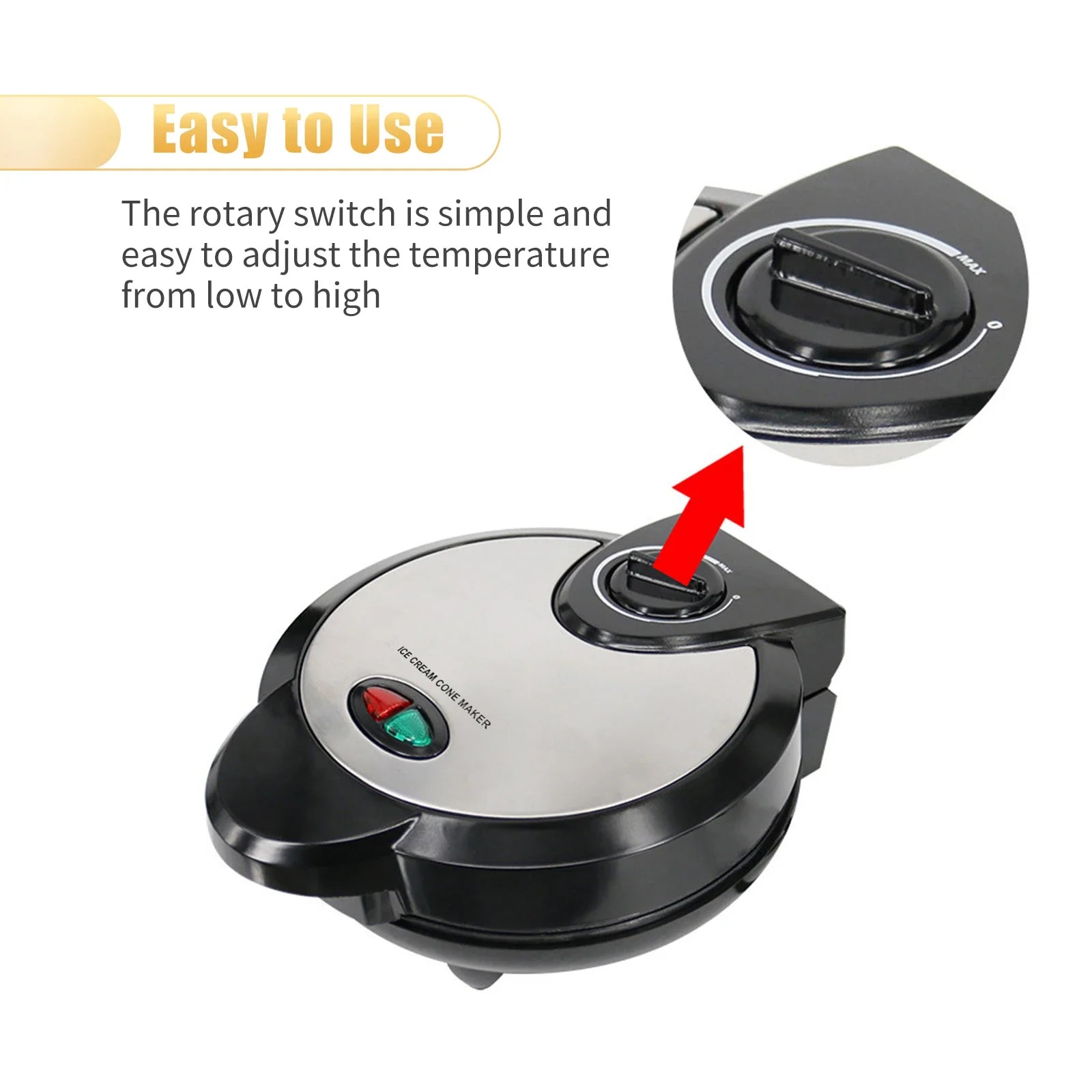 Electric Ice Cream Cone Maker Multi-function Breakfast Machine 1200W Waffle Maker Nonstick Baking Iron Machine Stainless Steel