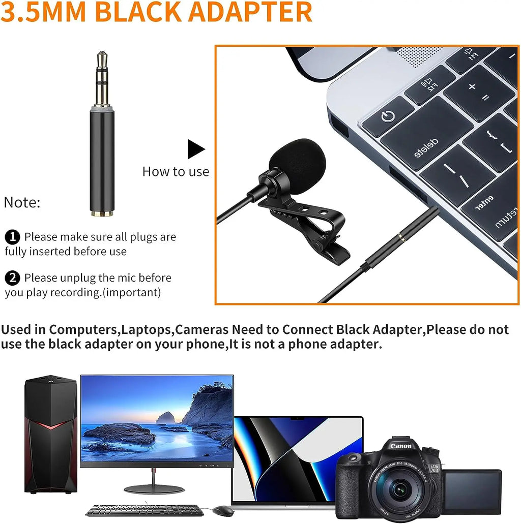 3.5MM Voice Lapel Microphone Omnidirectional Condenser Mic Cancelling Lavalier Mic For IPhone Android Windows Smartphones