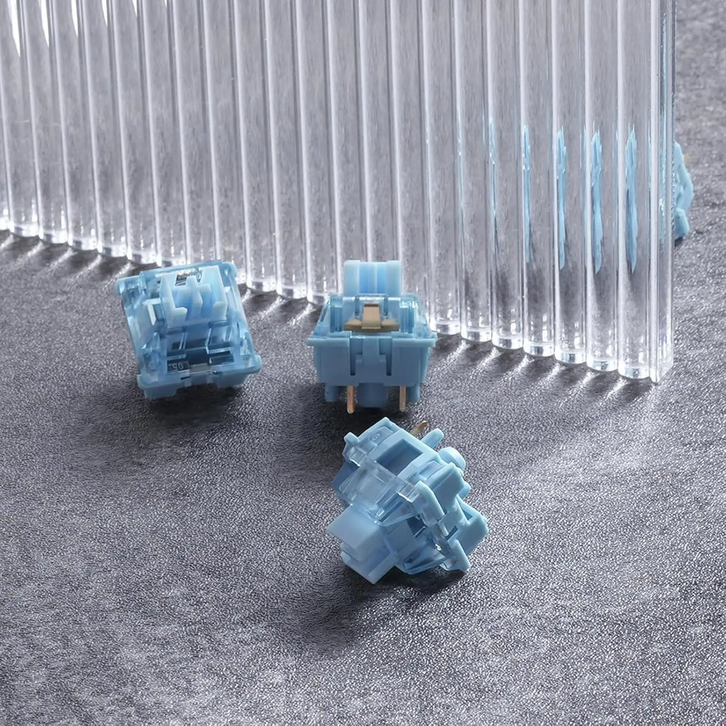 Creamy Blue Pro Mechanical Keyboard Switches, 5-Pin 45gf Tactile Pre-Lubed with Dustproof Stem (45pcs)