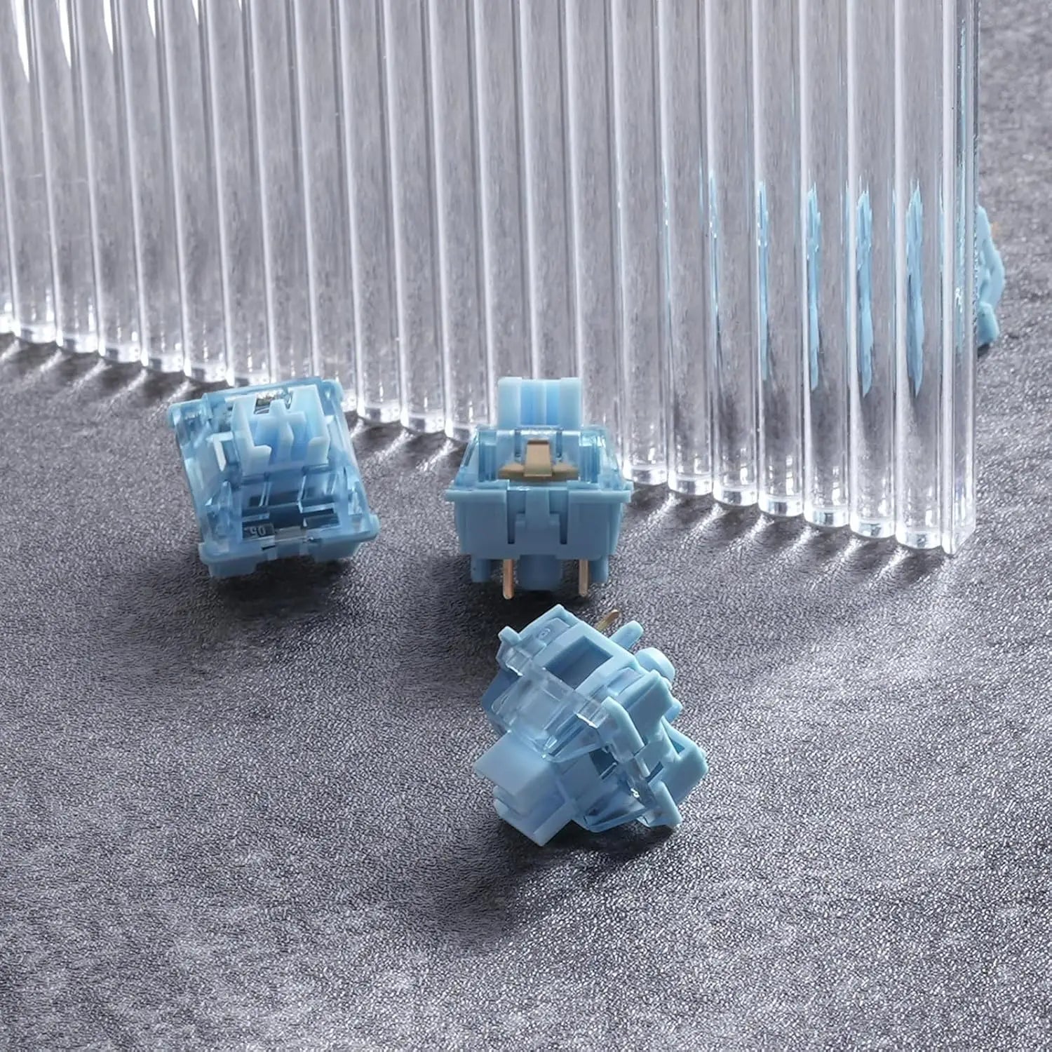 Creamy Blue Pro Mechanical Keyboard Switches, 5-Pin 45gf Tactile Pre-Lubed with Dustproof Stem (45pcs)