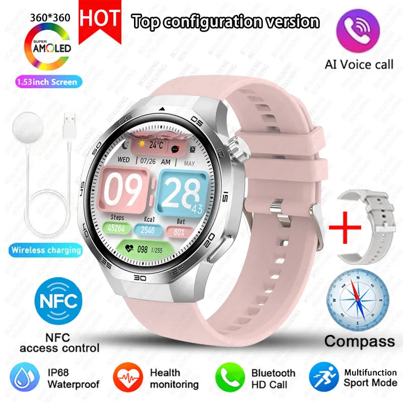 2025 New BOXUXING Watch 5 MAX Smart Watch AMOLED Screen NFC GPS Tracker Bluetooth Call Health Waterproof Smartwatch Men Women