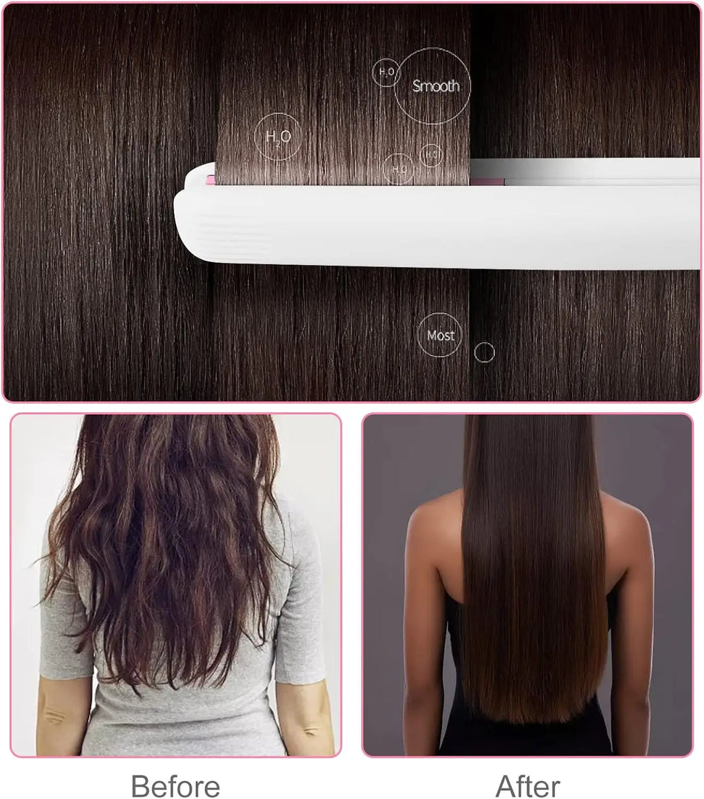 2 in 1 Mini Hair Straightener with Ceramic Tourmaline Plate, US Plug, Lightweight Portable for Home Use (White)