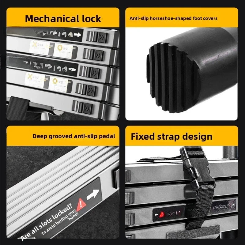 Aluminum Telescopic Folding 3 Step Ladder Step Stool Home Kitchen Garden Portable Lightweight Safety Lock Multipurpose Household