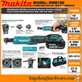 MAKITA DWR180Z Cordless 18V LXT Ratchet Wrench 1/4-Inch Drive 47.5 N·m Torque Angle Socket Wrench for Automotive & DIY