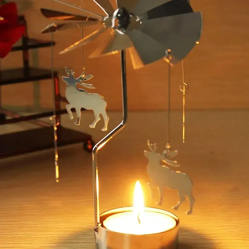Rotating Carrousel Tea Light Candle Holder For Home Room Decor Holiday Light Centerpiece Gift for Kids Tea Candle Candlesticks