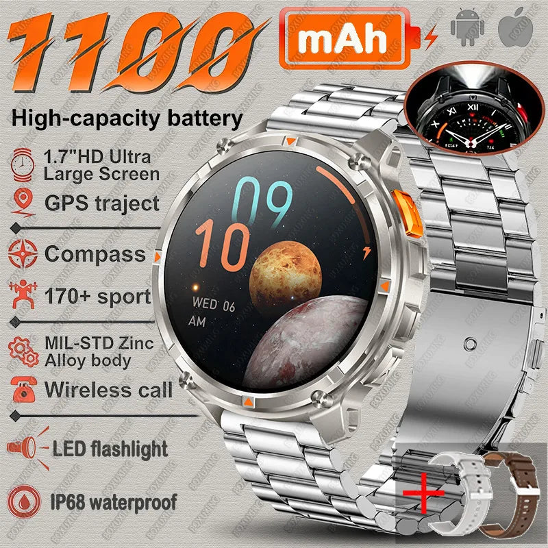 2026 New T-Rex3 Pro GPS Tracker Smartwatch Men 120-Day Standby 1100mAh Clock Rugged Outdoor Sport 10ATM Waterproof Call Watches