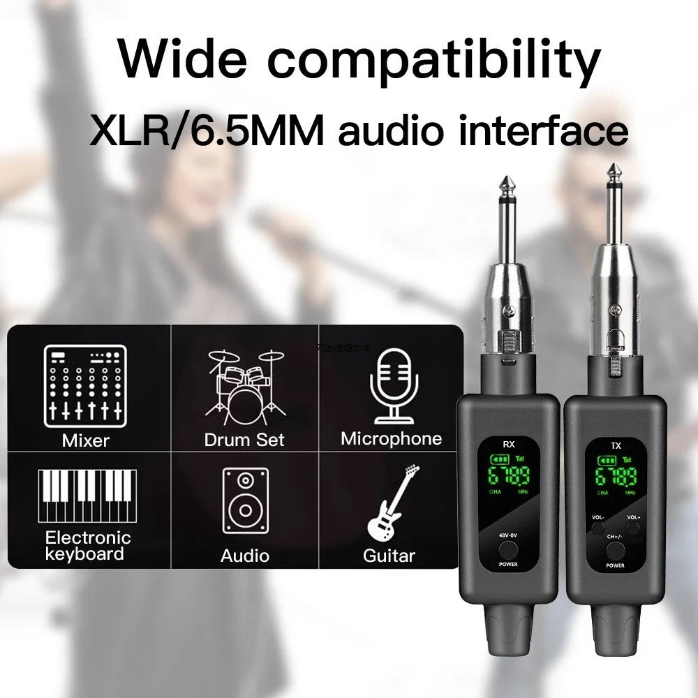 Wireless Microphone Transmitter & Receiver G-MARK WX70 XLR Adapter System For Wired Microphone Guitar Audio Mixer