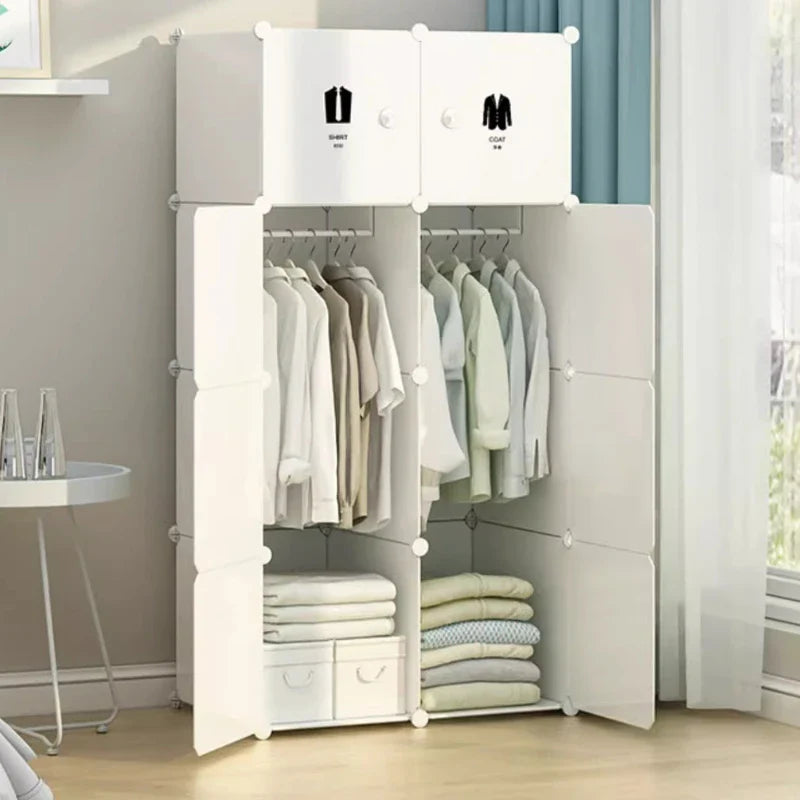 Portable Plastic Folding Wardrobe Closet Sturdy Durable Easy Assembly Clothes Storage Cabinet Bedroom Dorm Apartment Rental