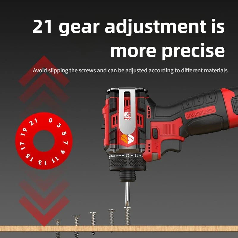 SUMAIWEI Brushless Electric Drill Cordless Knockable Driller Driver 80N.m 18V Screwdriver Li-ion Battery Electric Power Tools