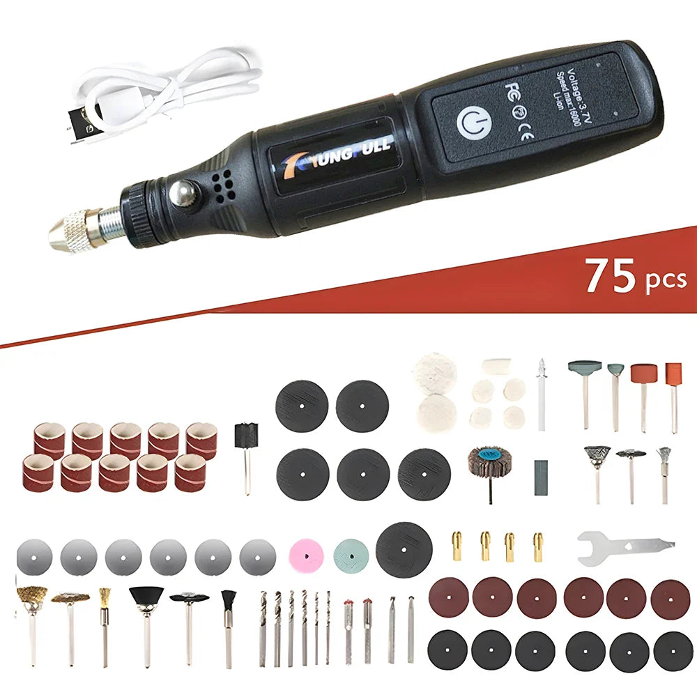 3.7V Mini Cordless Rotary Tools Electric Drill Woodworking Electric Engraving Pen for Jade Jewelry Wood Carving Nail Art