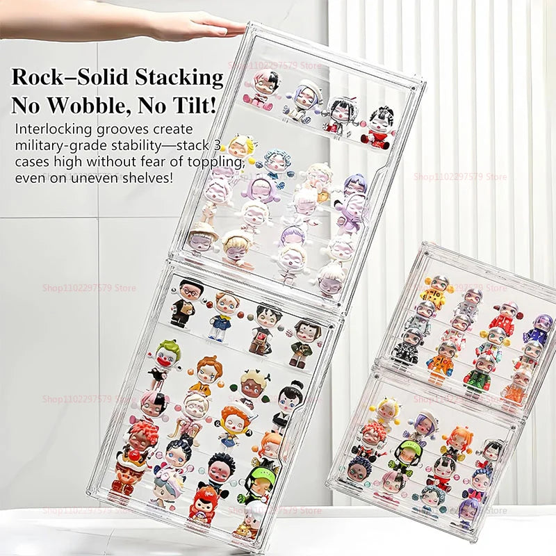 Acrylic Display Stand High Clarity Blind Box Organizer for Anime Collectibles Mini Figures Badge Holder Model Showcase Cabinet