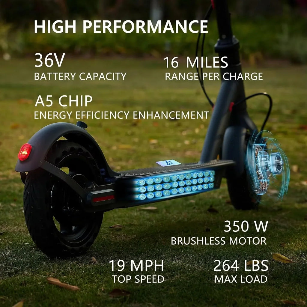 G5.0 Electric Scooter 36V High Capacity Battery 16Miles Long Range 19Mph 350W Motor 8.5Inch Tyres Foldable AOVOPRO Escooter
