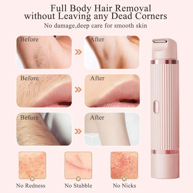 Bikini Trimmer Electric Razor for Women Body Underarm Leg Shaver Female Electric Painless Epilator Facial Mustache Hair Remover