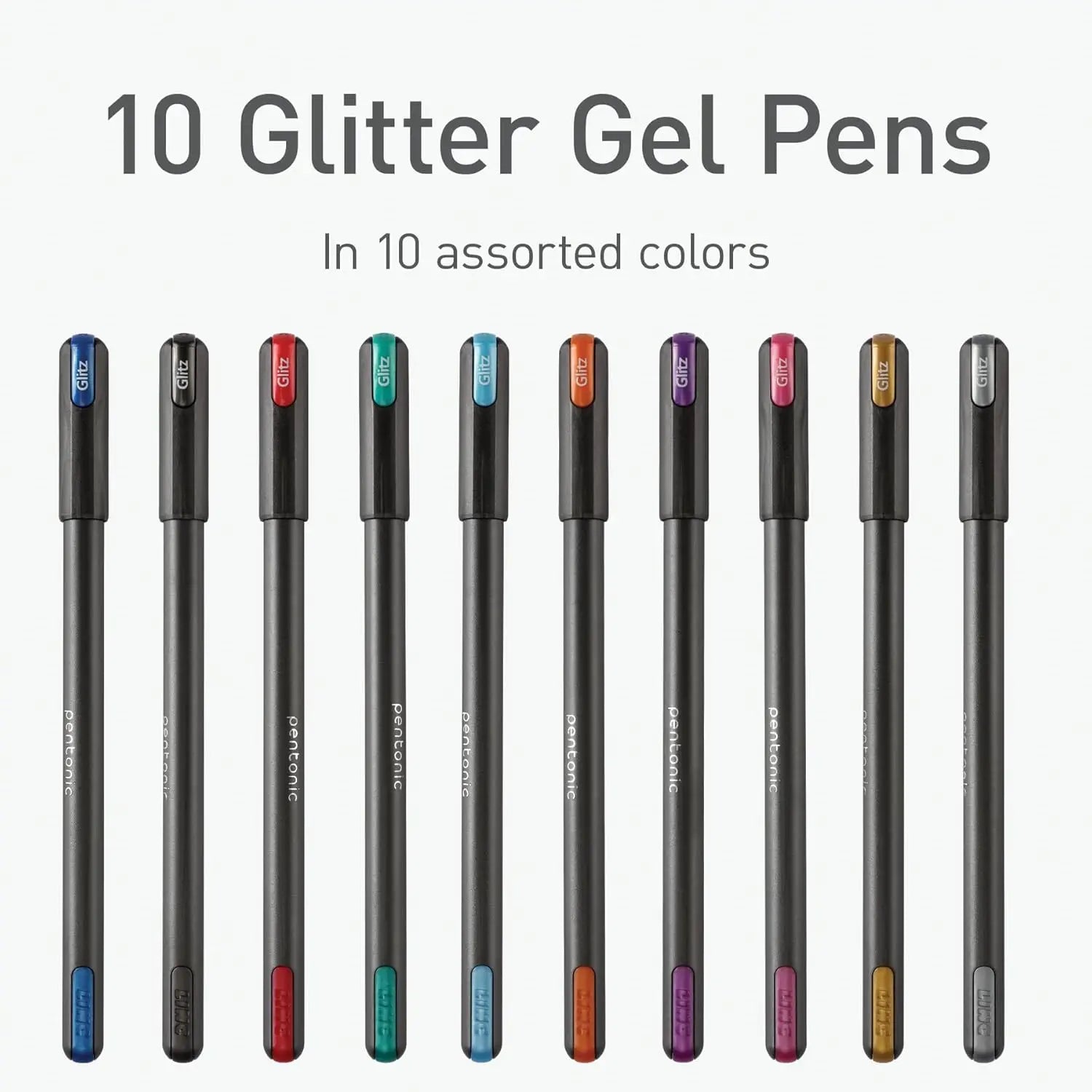 10 Assorted Glitter Gel Pens, 1.0mm Bold Point for Smooth Journaling & Art Projects