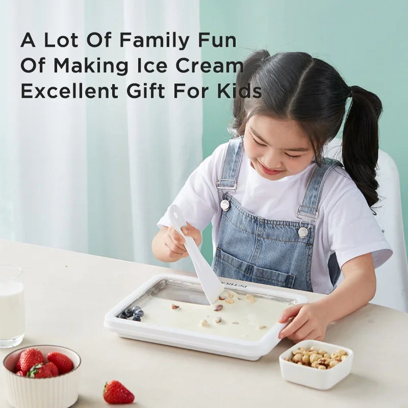 Petrus Ice Cream Maker, Ice Cream Roller Plate for Kids Family, Food Grade Stainless Steel, Frozen Yogurt Sorbet PET035(220V)