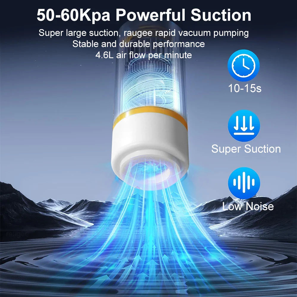 Electric Air Pump Handheld Automatic Air Pump Food Fresh-Keeping Rechargeable Vacuum Sealer with BPA-Free Vacuum Packaging Bag