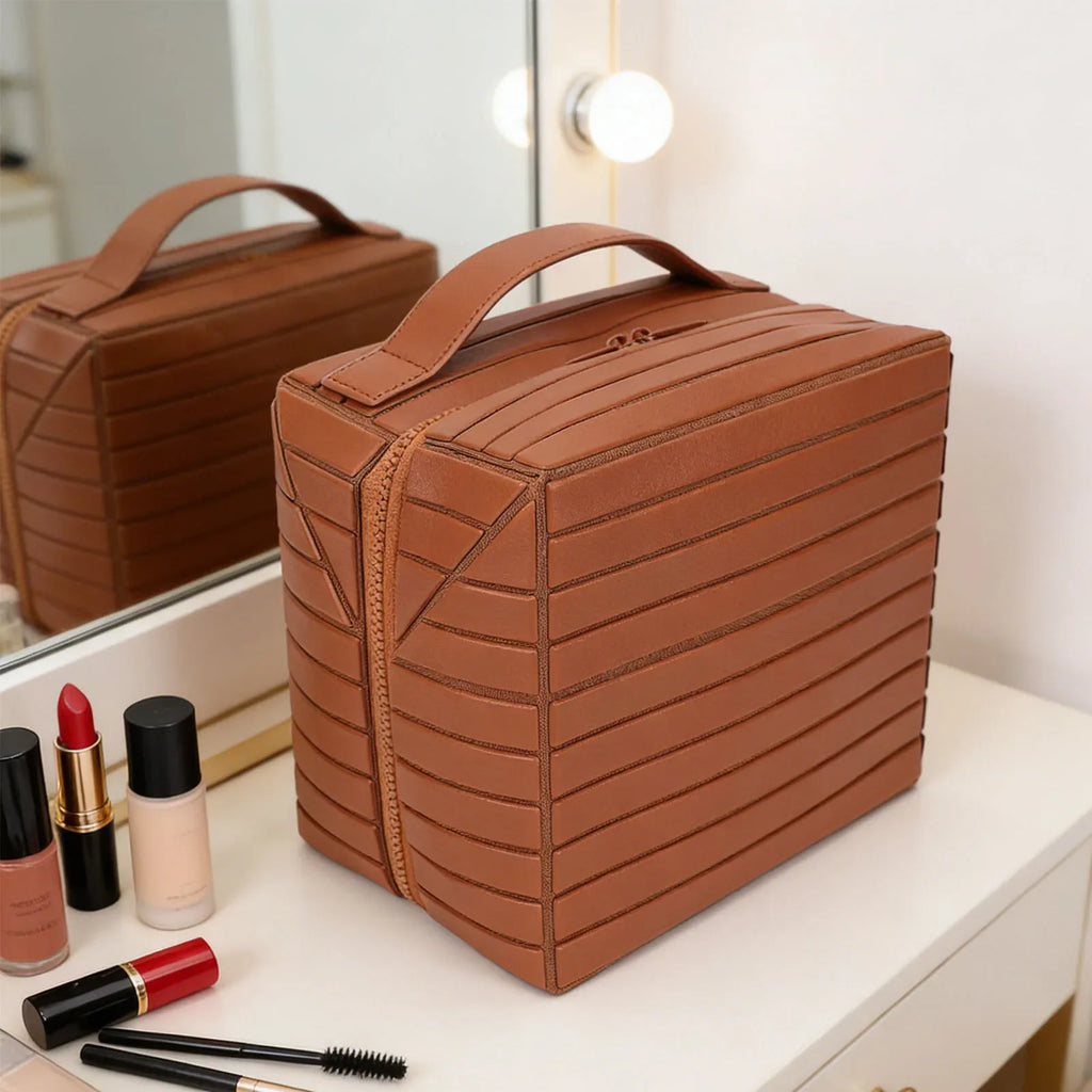 Fold Down Makeup Bag Large Capacity Water Proof Zippered Travel Cosmetic Case Toiletry Bag Zippered Toiletry Bag