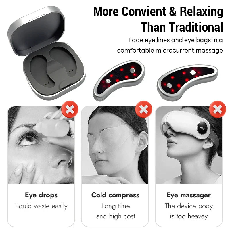 Led Red Light Eye Care Therapy Ems Massager With Gel Patch For Treatment Under Eye Wrinkle Improvement Dark Circles Removal Care