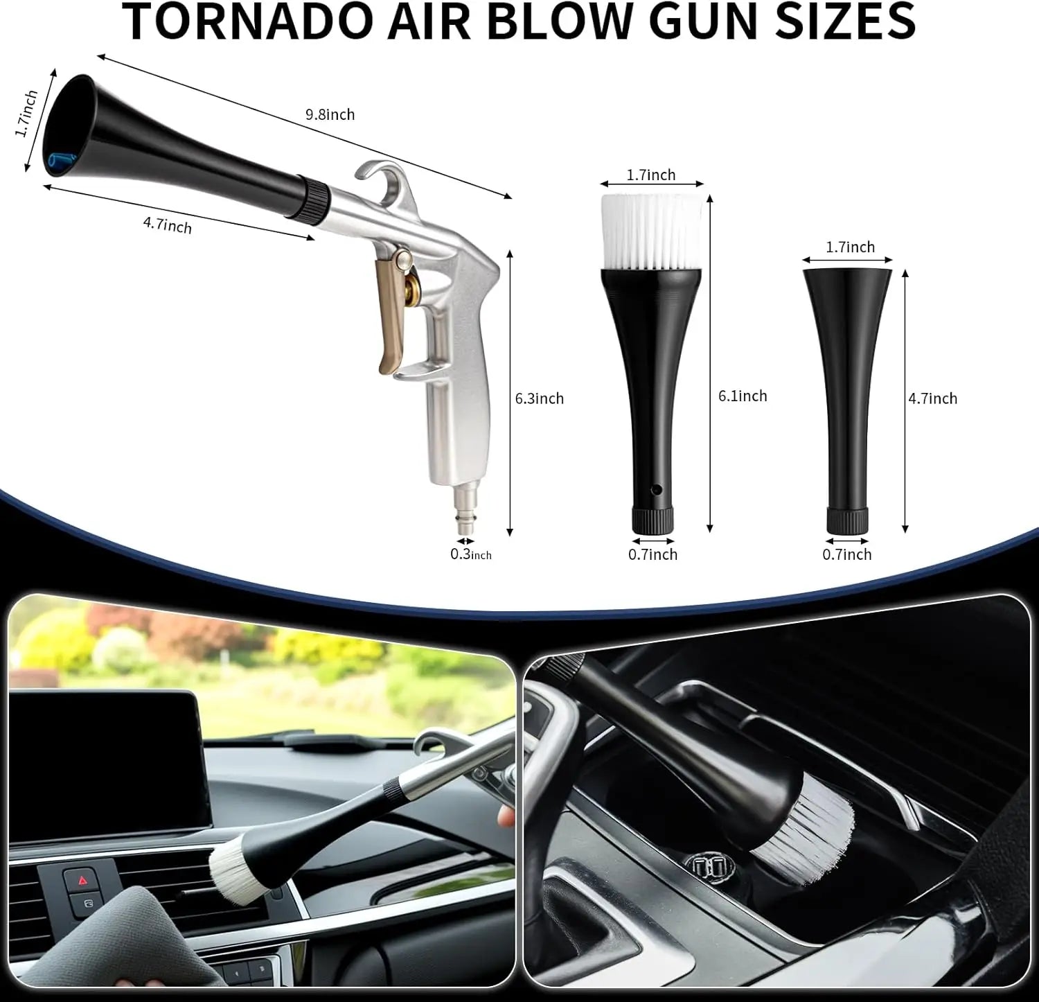 High Pressure Dust Blowing Gun Tornado Air Blow Car Wash Gun Efficient Dry Cleaning Gun Professional Car Interior Cleaning Tools