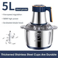 20226 Electric Meat Grinders 5L Food Crusher Stainless Steel Multifunctional Vegetable Slicer Processor Chopper Kitchen Blenders