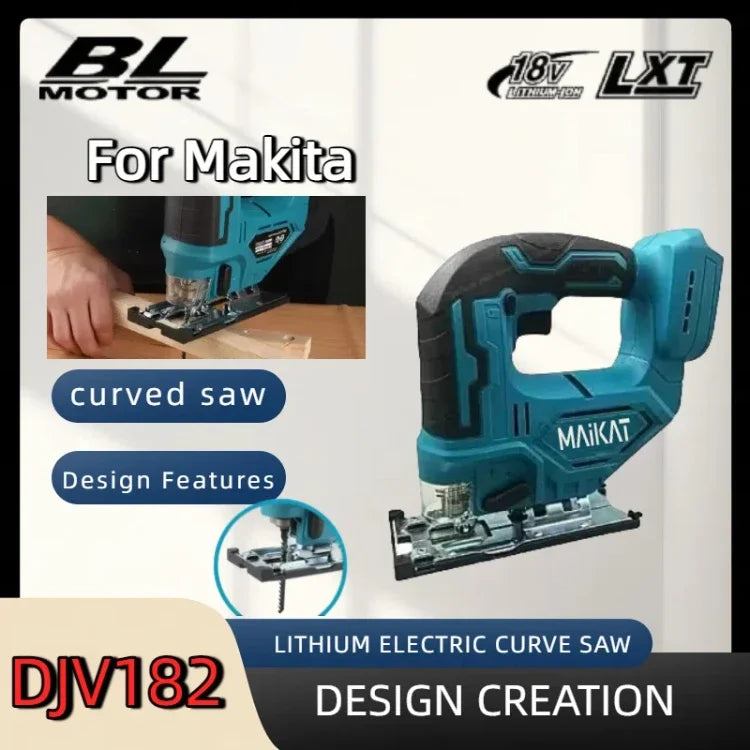 Makita DJV182 Cordless Jigsaw:18V,300W,0-2700rpm,80mm Travel,±45° Cutting,For Wood/Plastic/Metal Cutting Tasks
