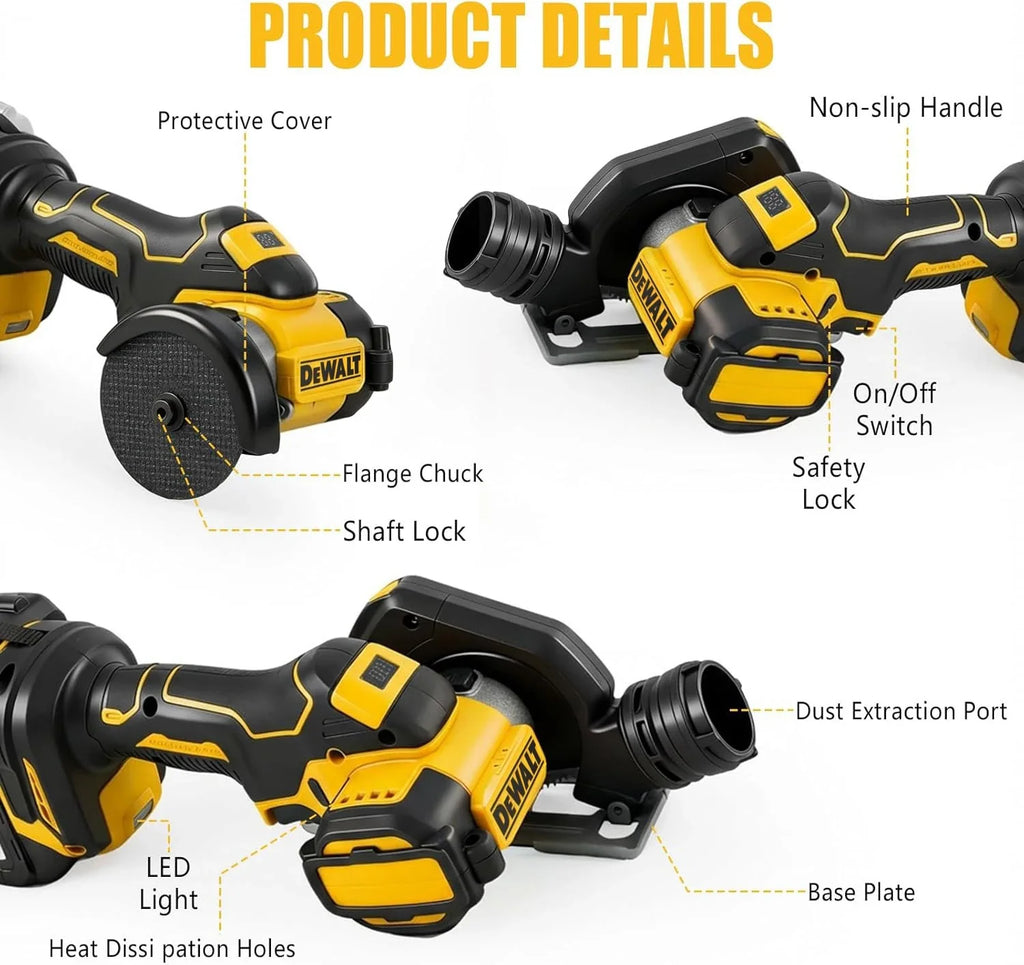 DeWALT Cordless Angle Grinder 3 Inch Mini Polishing Grinding Machine Electric Cutting Power Tools For 20V 18V Battery