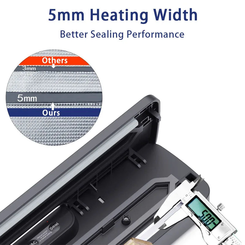 New Electric Vacuum Sealer Home Food Packaging Machine 5mm Heating Width US EU UK AU Plug 110V 220V 240V Automatic Food Sealer
