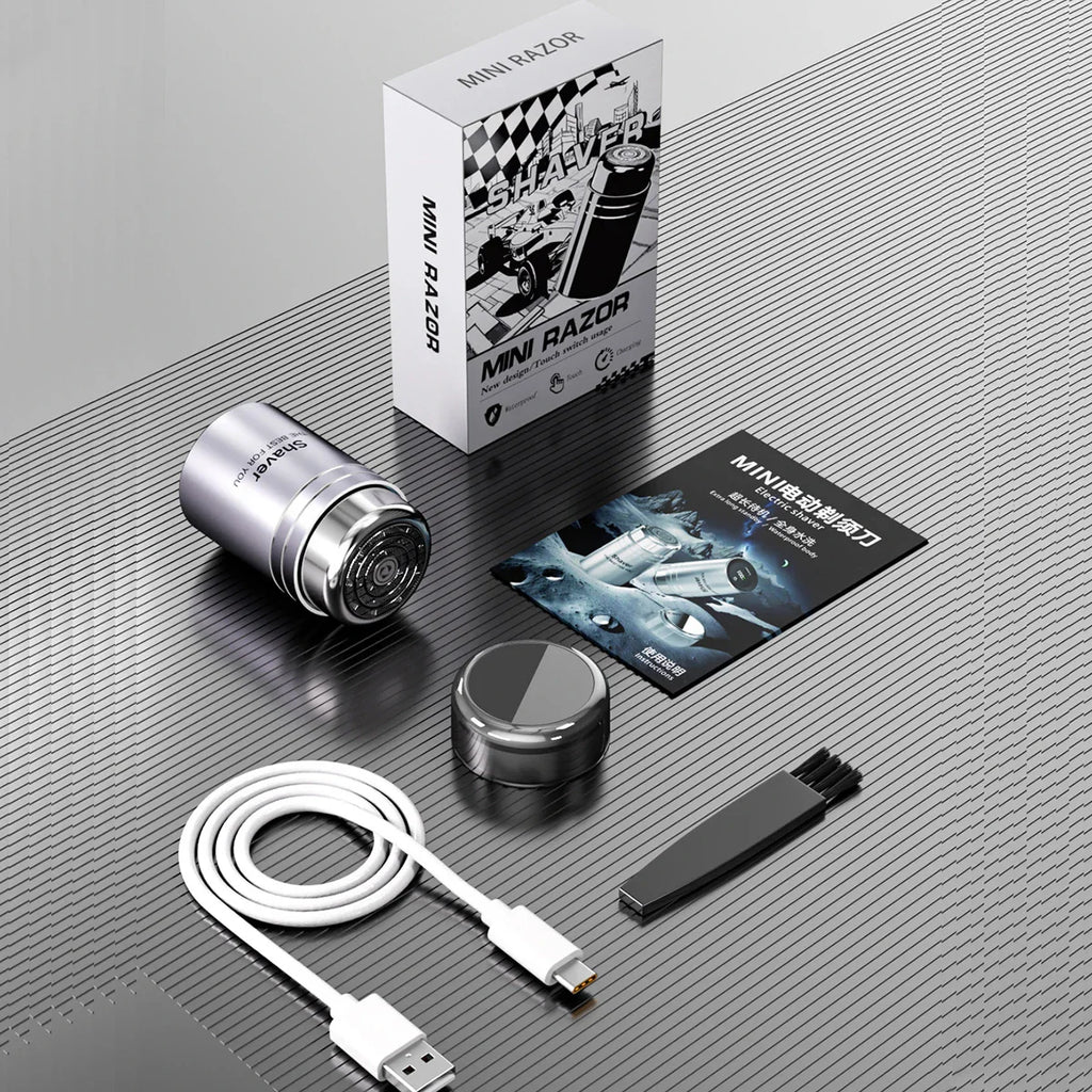 Electrical Mini Shaver for Men 3D Floating Blade IPX7 Washable Type-C USB Rechargeable Shaving Beard Machine for Home Travel