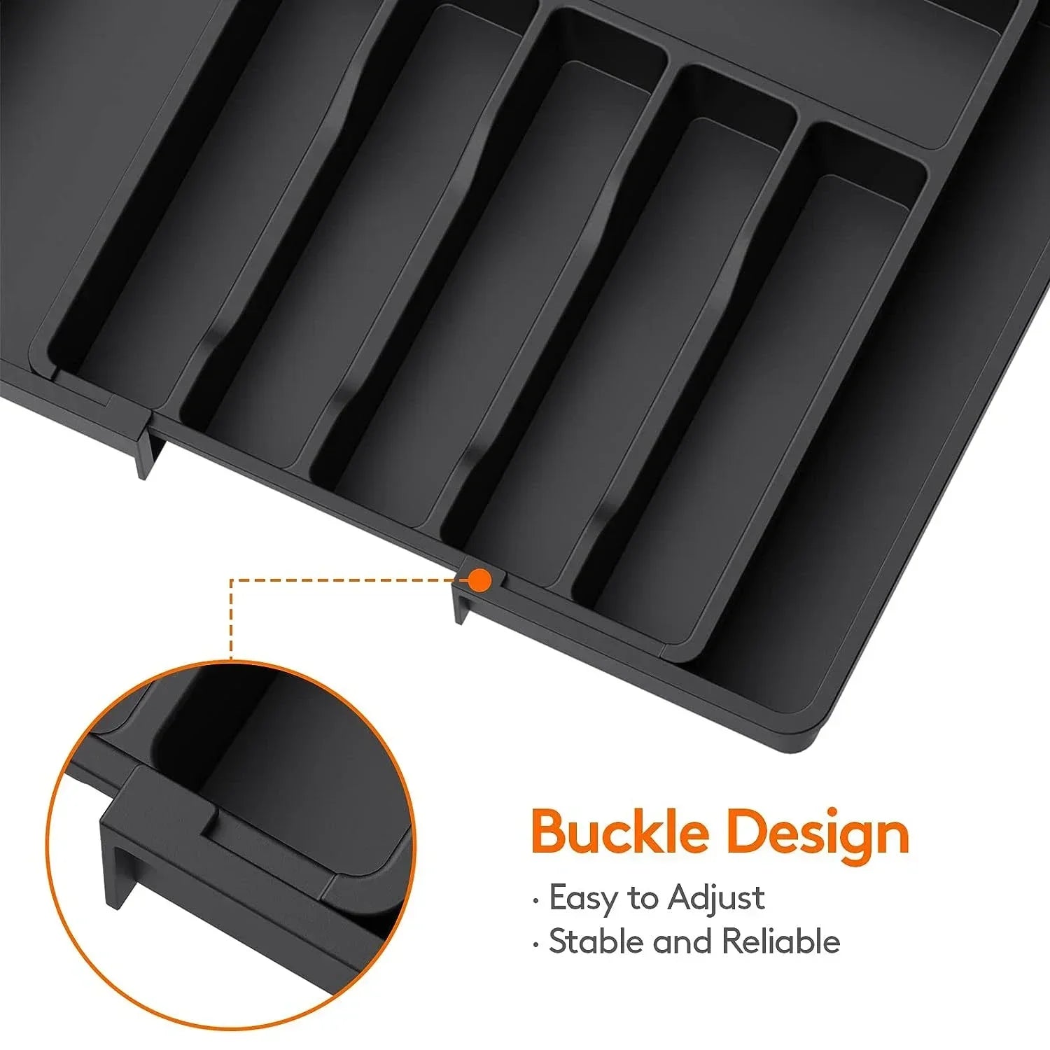 New Adjustable Cutlery Organizer - Upgraded Plastic Storage Tray with Dividers, Ideal for Organizing Spoons and Knife Drawers.