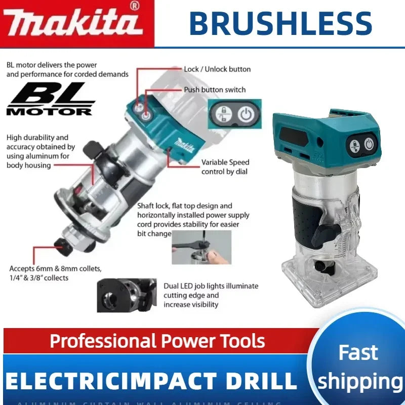 Fit Makita DRT50 Cordless Trimmer Rechargeable Trimming Machine Brushless Slotting Tool Milling Woodwork Engraving Machine