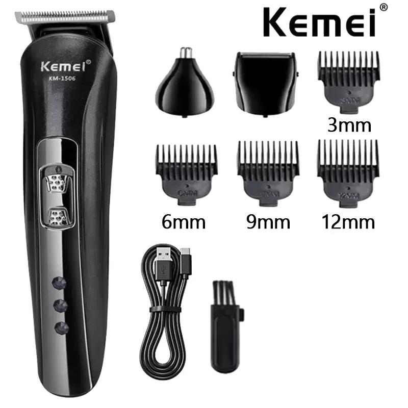 Kemei Electric Rechargeable Nose Professional Shaving Machine KM-1506 3 in 1 Electric Shaver USB Charging Hair trimmer
