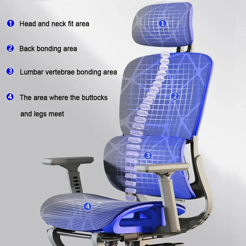 Ergonomic Office Chair Adjustable Relax Gaming Chair Computer Study Long Sitting Wheels Furgle Fauteuil Rose Office Furniture