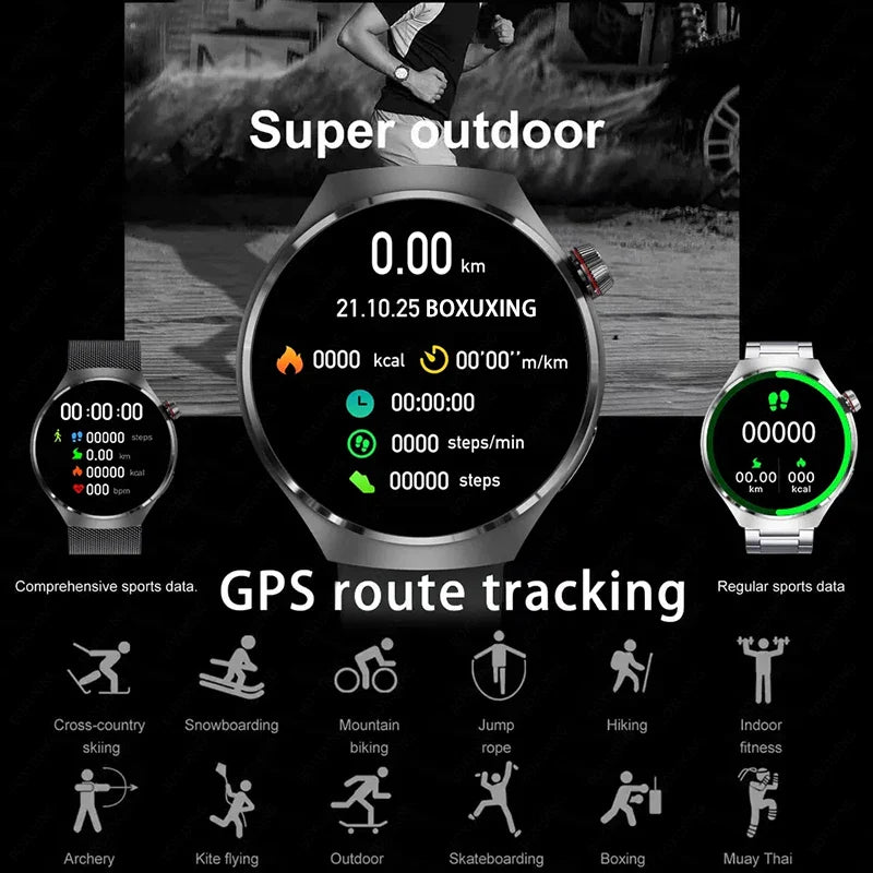 BOXUXING Watch 4 Pro Smart Watch Men GPS Sports Tracker NFC  1.53" HD Screen Health Monitor Watches Bluetooth Call SmartWatch