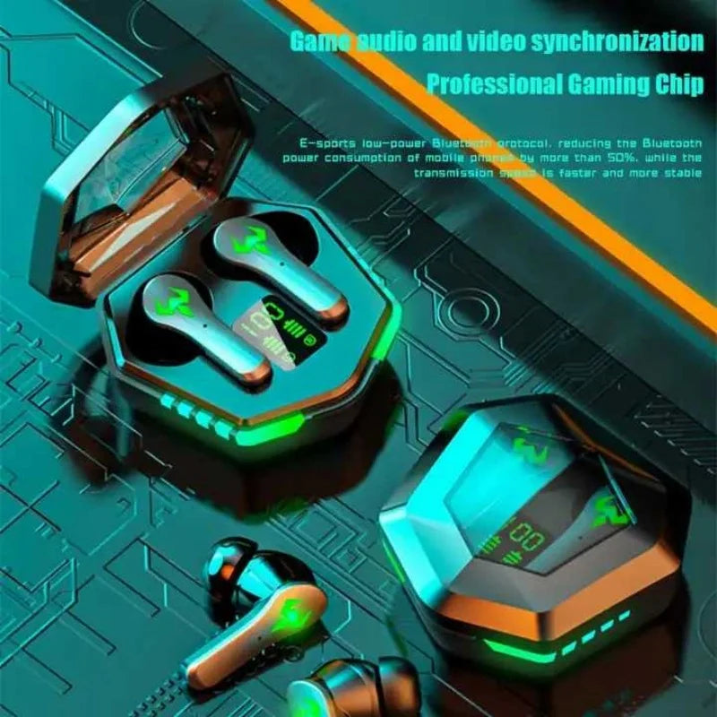 New N35 Gaming Earphones Wireless Headset LED Three-true Smart Screen Display Music Headphones Portable In-Ear Sport Earphones