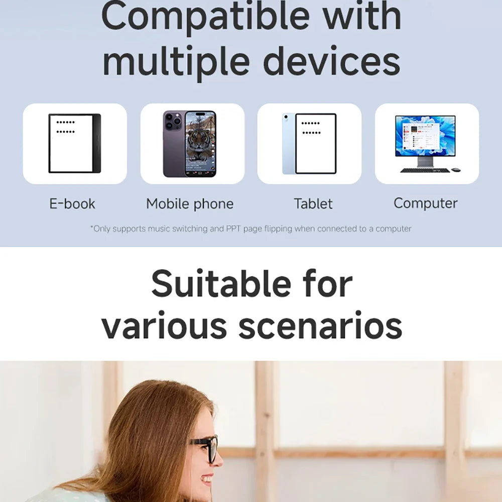 Bluetooth Page Turner Camera/Music Control Pen Paging Device E-book Reader Swipe Short Video Supports IOS Android Remote Control