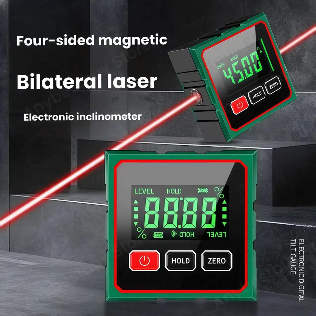 4-Sided Magnetic Electronic Inclinometer Digital Display Tilt Angle Gauge Portable High-precision Measurement Laser Level Ruler